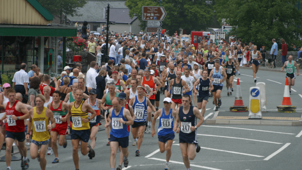 People running in the road