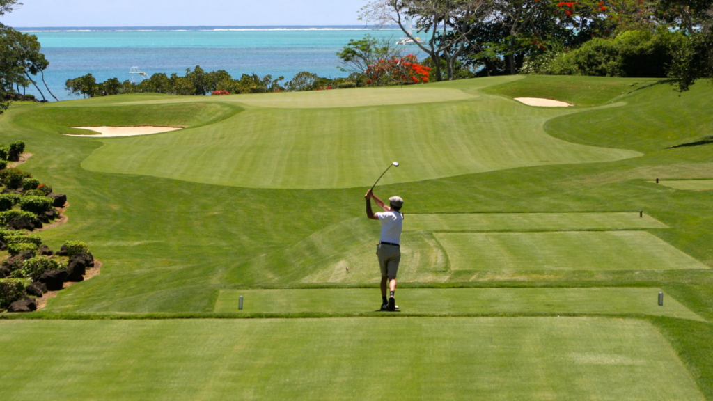 Playing golf