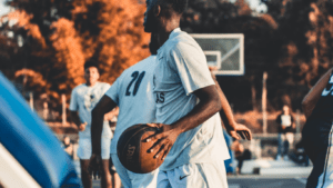 Player holding a basketball