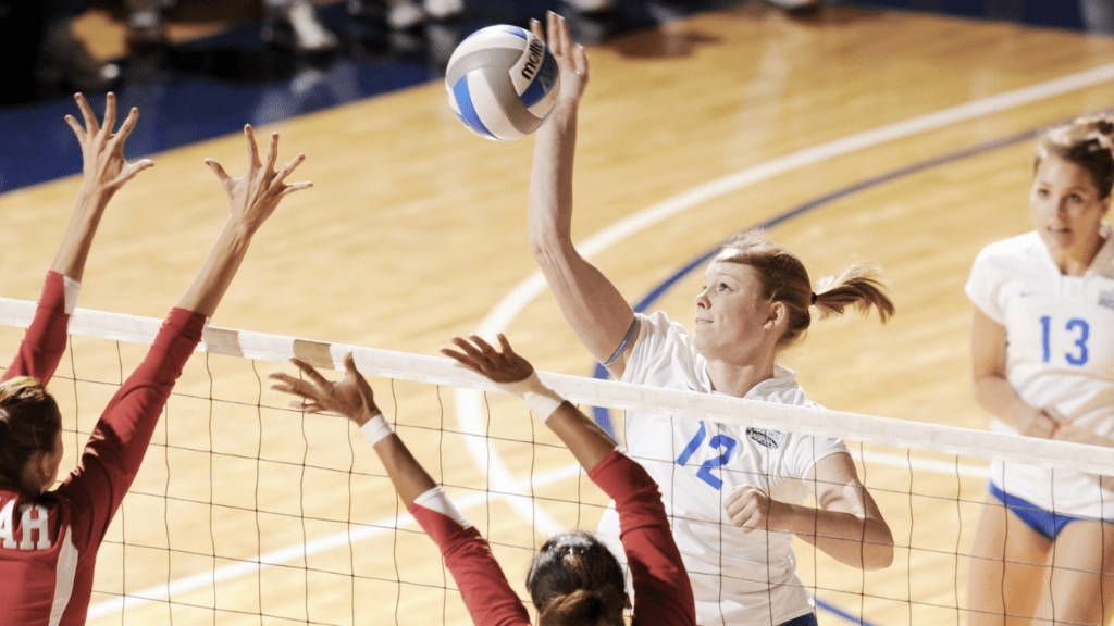 Playing volleyball 