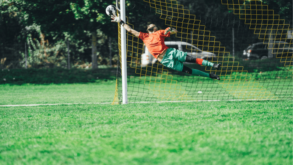 Playing soccer